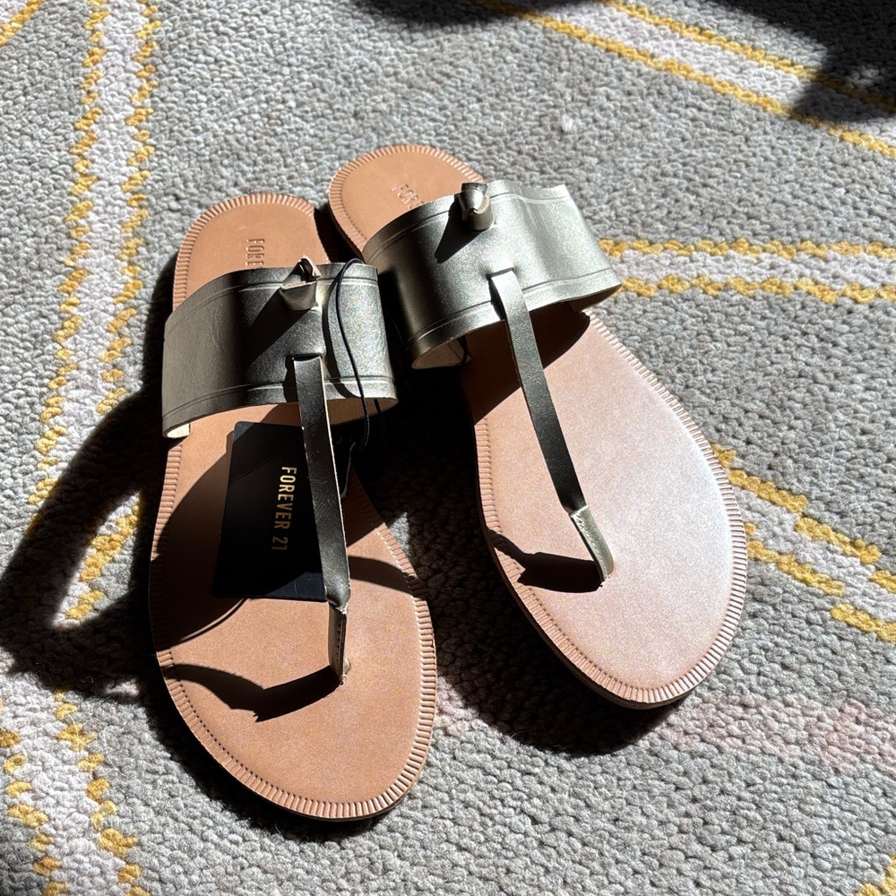 Forever 21 Gold Slide Sandals